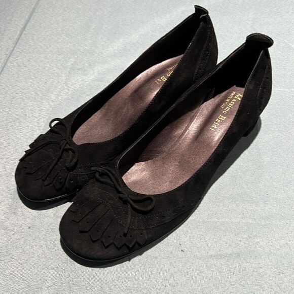 Massimo Baldi Suede Block Heels Black Size 10B.  B56 - Picture 3 of 13